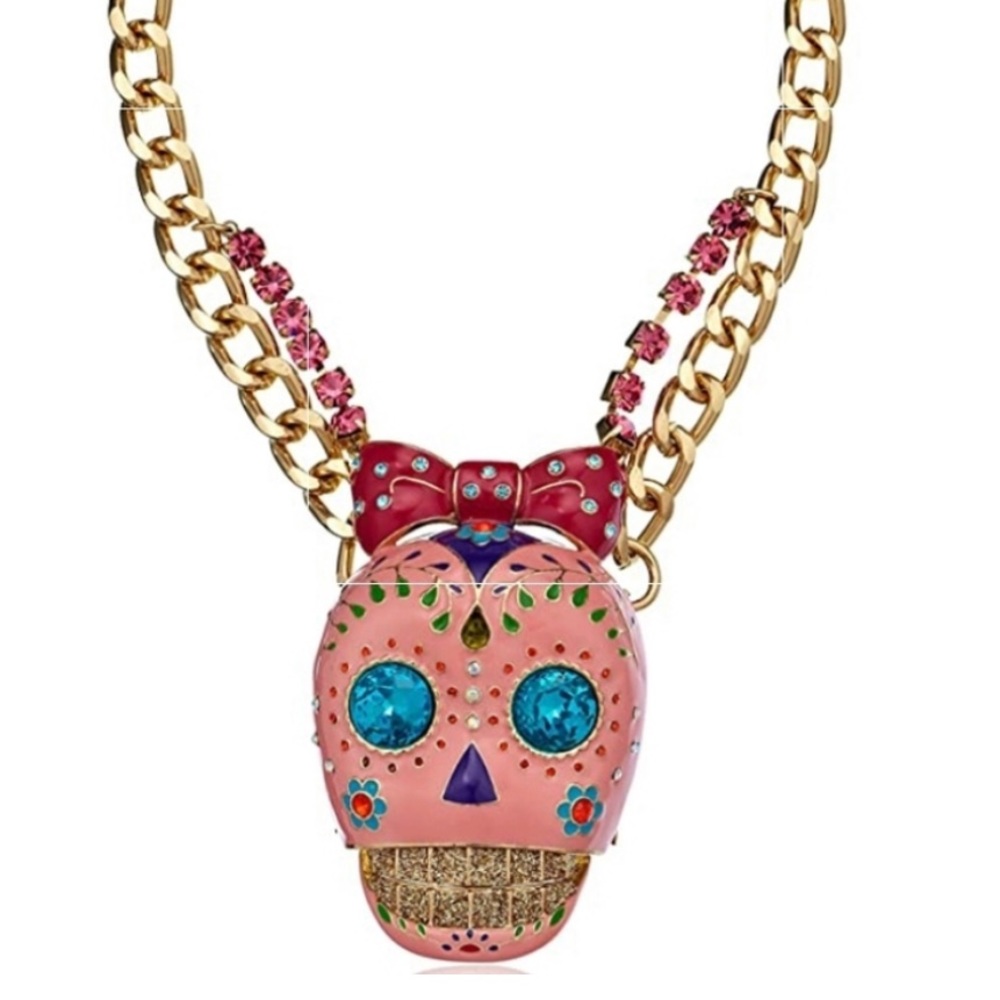 Betsy Johnson, large sugar skull necklace.